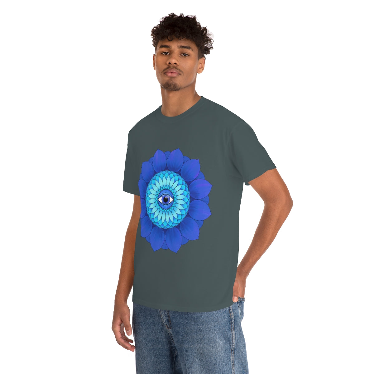 Mystic Blue Flower Cotton Shirt
