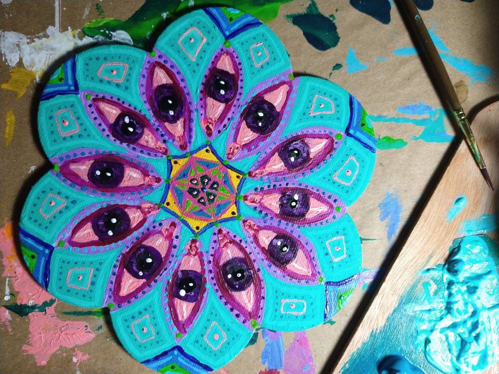 Mystic Eyes Mandala Original Painting Magnet 6x6"