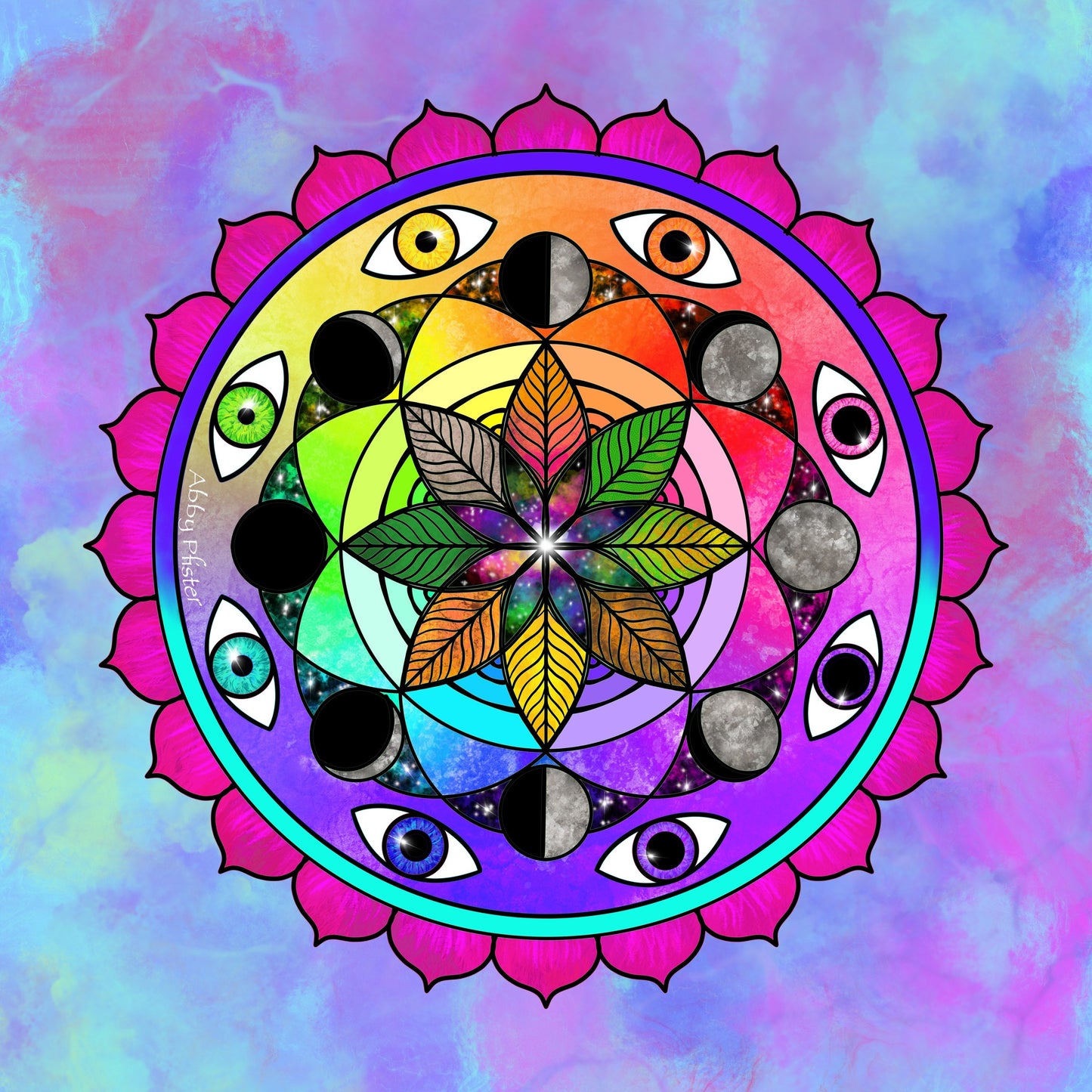Rainbow Vision Mandala Art Print 8x8
